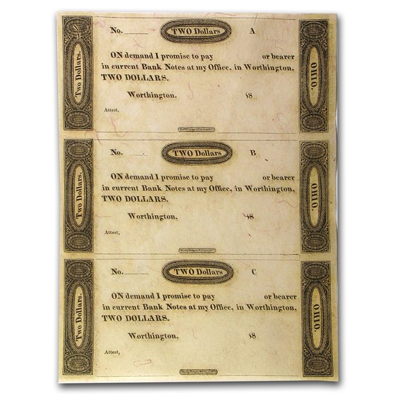 18__ UNCUT SHEET Worthington, OH $2.00 Remainder CU 18__ UNCUT SHEET Worthington, OH $2.00 Remainder CU